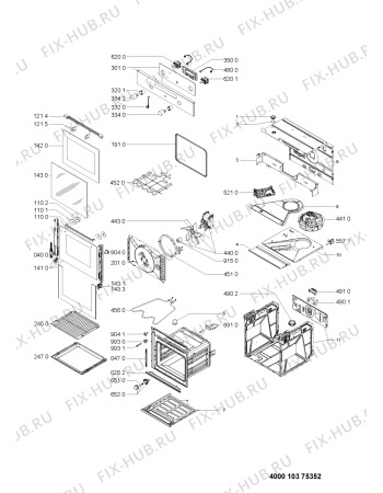 Схема №1 AKZ 224/IX с изображением Обшивка для плиты (духовки) Whirlpool 480121104274