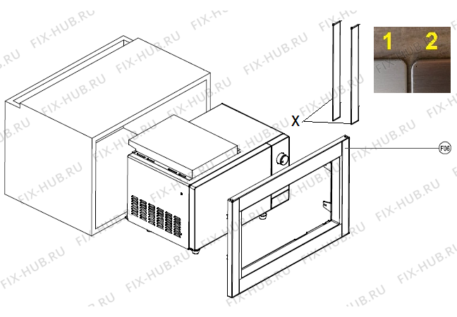 Взрыв-схема микроволновой печи Gorenje BM1240AX (245203, P90D23SP-M8) - Схема узла 02