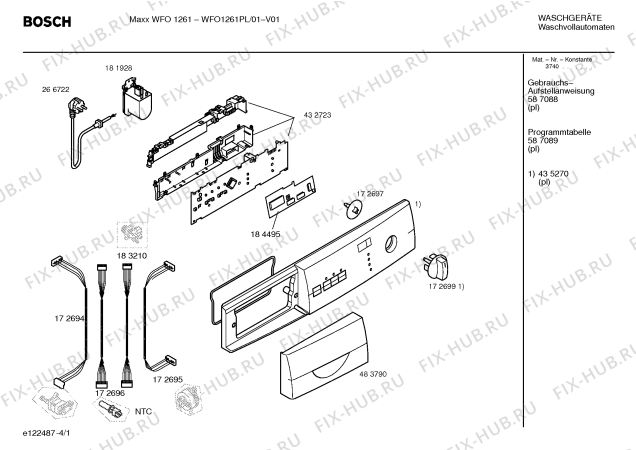 Схема №4 WFO1261PL Maxx WFO 1261 с изображением Инструкция по установке и эксплуатации для стиральной машины Bosch 00587088