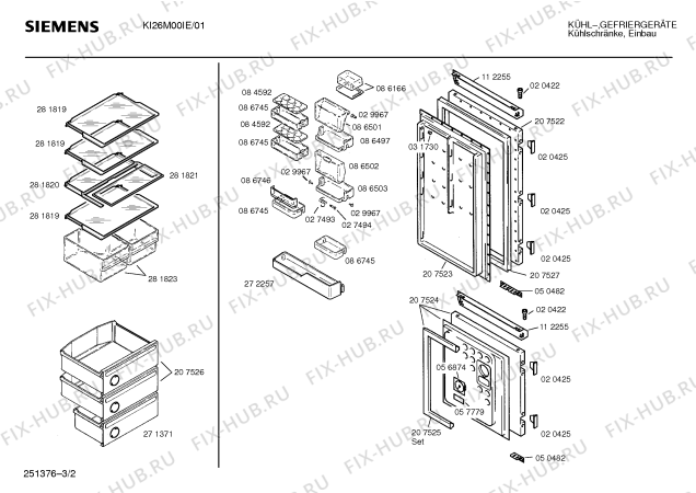Взрыв-схема холодильника Siemens KI26M00IE - Схема узла 02