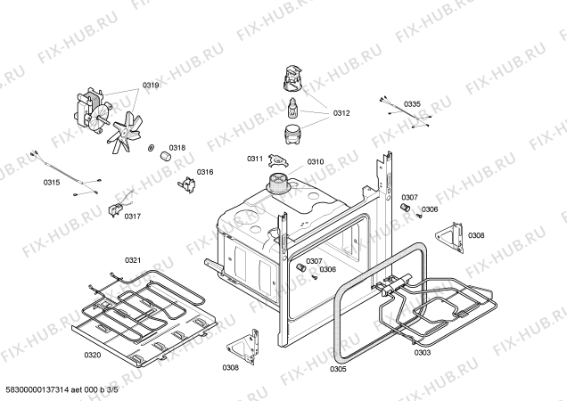 Взрыв-схема плиты (духовки) Siemens HB43BC550E Horno siemens indp.mltf.inx.cf_e pta_car - Схема узла 03