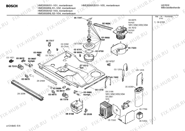 Схема №5 HME8700 с изображением Вентиляционная решетка для свч печи Bosch 00283296