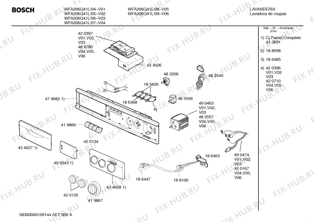 Схема №4 WFA206Q41L LAVADORA PROF 5PR 127V с изображением Таймер для стиральной машины Bosch 00490463