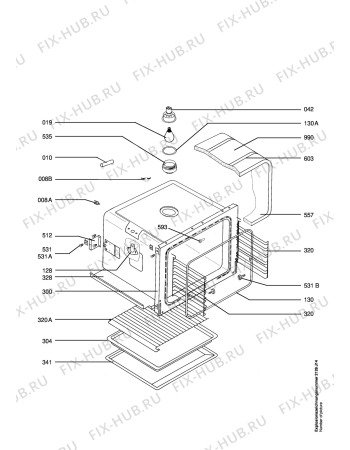 Взрыв-схема плиты (духовки) Aeg B4000-B - Схема узла Oven