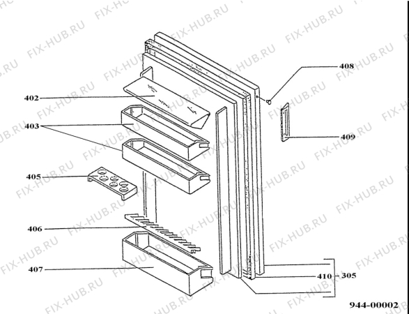 Взрыв-схема холодильника Electrolux QHK2-104/G - Схема узла Refrigerator door