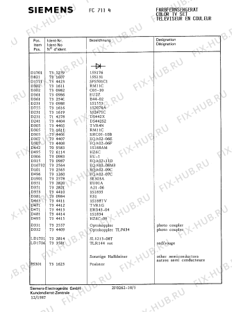 Схема №10 FC7114 с изображением Диод для телевизора Siemens 00734404