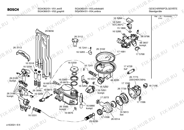 Взрыв-схема посудомоечной машины Bosch SGI4364 - Схема узла 04