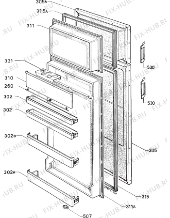 Взрыв-схема холодильника Faure FRD860 - Схема узла Door 003