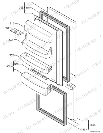 Взрыв-схема холодильника Zanussi Electrolux ZRB2825SR - Схема узла Door 003