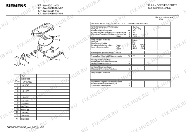 Взрыв-схема холодильника Siemens KF18W460 - Схема узла 03