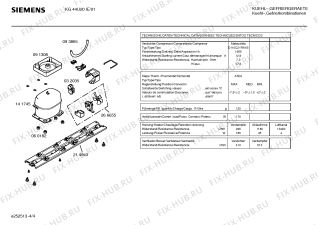 Взрыв-схема холодильника Siemens KG44U20IE - Схема узла 04