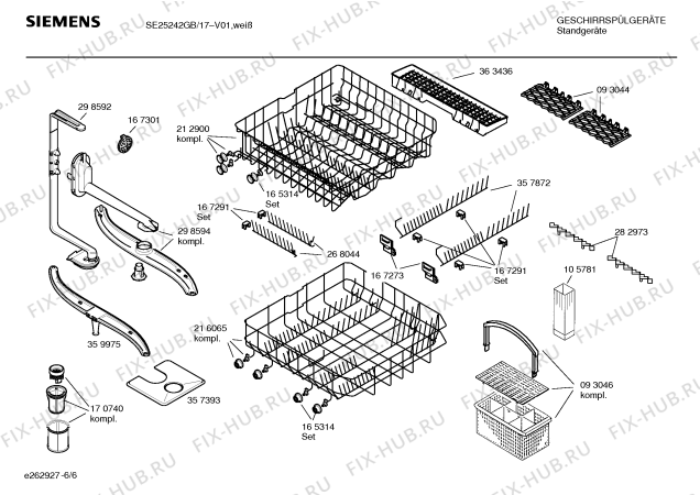 Взрыв-схема посудомоечной машины Siemens SE25242GB EXTRAKLASSE - Схема узла 06