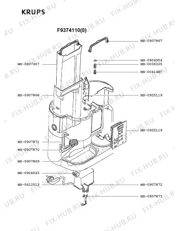 Схема №5 F9374110(0) с изображением Покрытие для электрокофемашины Krups MS-0909629