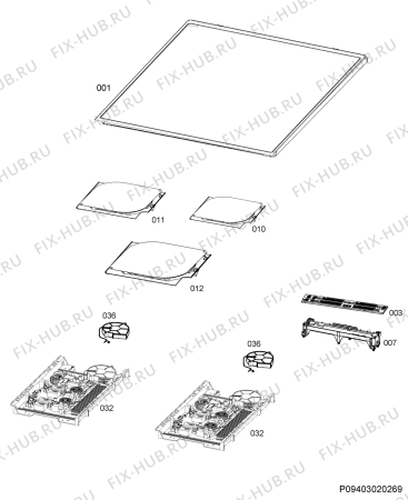 Взрыв-схема плиты (духовки) Electrolux EKI51300OX - Схема узла Hob