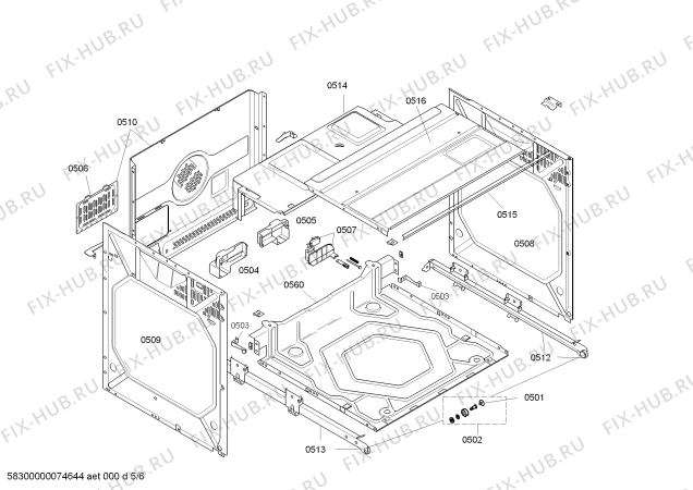 Взрыв-схема плиты (духовки) Bosch HBN884750 - Схема узла 05