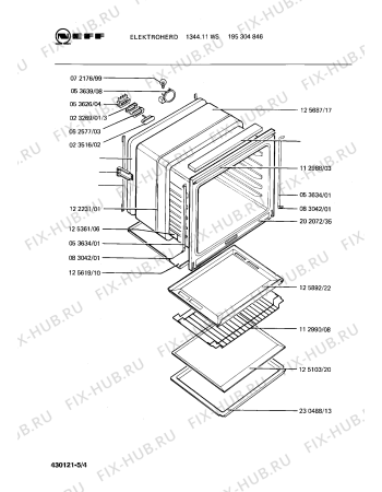 Взрыв-схема плиты (духовки) Neff 195304846 1344.11WS - Схема узла 04