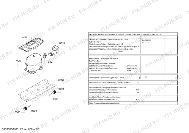 Взрыв-схема холодильника Bosch KGV33VL31G, Bosch - Схема узла 03