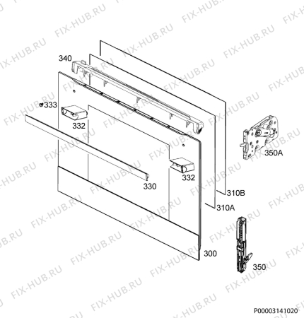 Взрыв-схема плиты (духовки) Electrolux EEC5799BOX - Схема узла Door