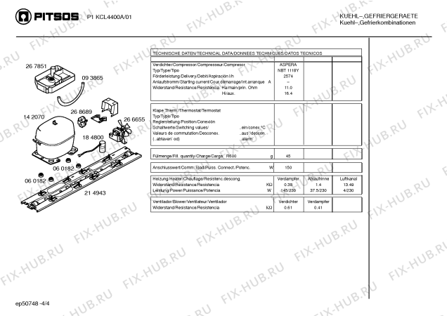 Взрыв-схема холодильника Pitsos P1KCL4400A - Схема узла 04