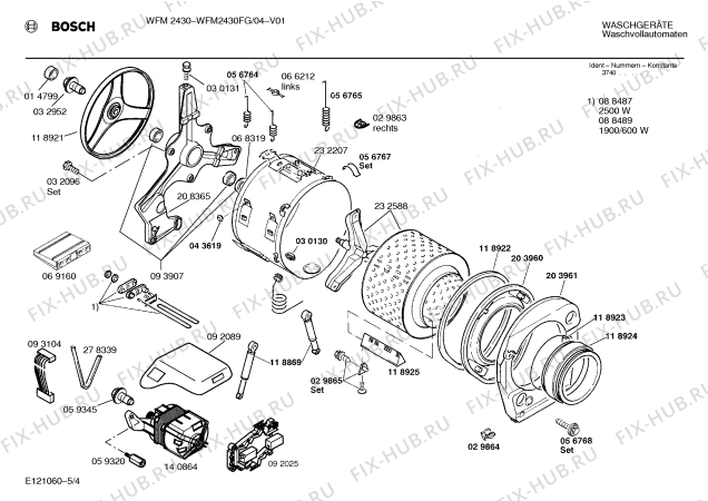 Схема №4 WFM2430FG WFM2430 с изображением Ручка для стиралки Bosch 00094814