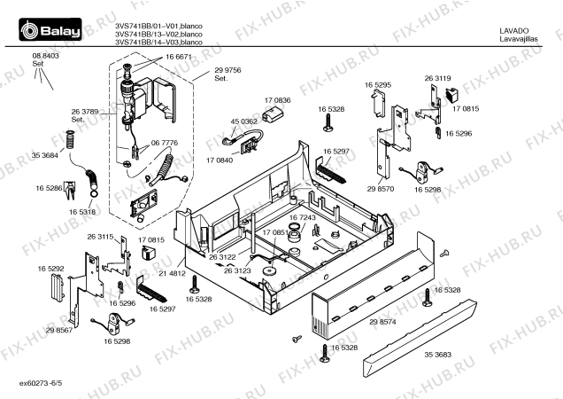Взрыв-схема посудомоечной машины Balay 3VS741BB VS741 - Схема узла 05