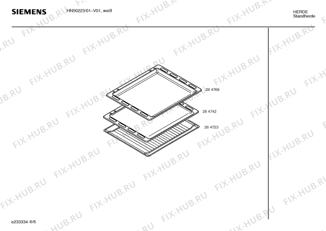 Схема №6 HN50223 с изображением Инструкция по эксплуатации для плиты (духовки) Siemens 00580571