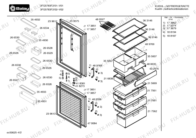Схема №4 3FG578FGC с изображением Передняя панель для холодильной камеры Bosch 00217068