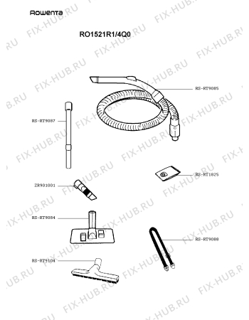 Взрыв-схема пылесоса Rowenta RO1521R1/4Q0 - Схема узла 9P003197.7P2