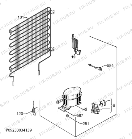 Взрыв-схема холодильника Electrolux ERN1504AOW - Схема узла Cooling system 017