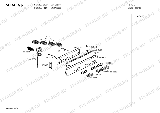 Схема №5 HL53227SC с изображением Ручка управления духовкой для плиты (духовки) Siemens 00417785