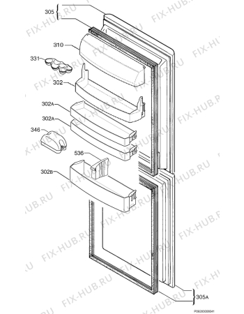 Взрыв-схема холодильника Privileg 257710_40299 - Схема узла Door 003
