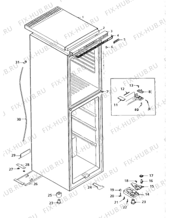 Взрыв-схема холодильника Zanussi DF47/55 - Схема узла Cabinet + furniture (extra)