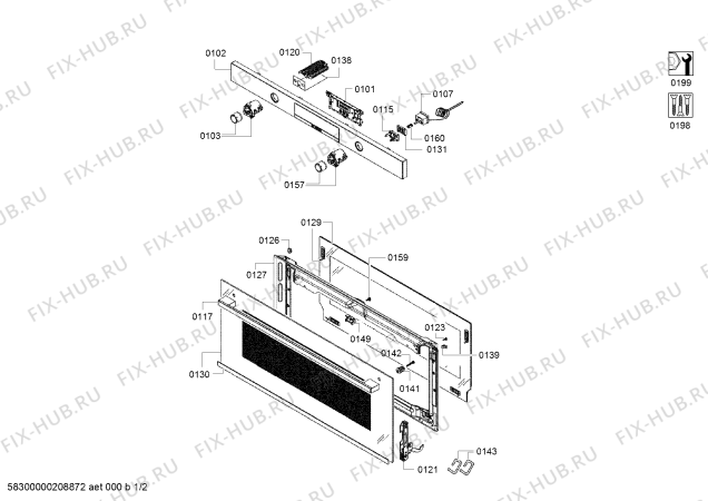 Схема №2 VBC554FS0 с изображением Панель управления для духового шкафа Bosch 00777609