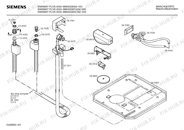 Схема №5 WM45330DC SIWAMAT PLUS 4533 с изображением Вкладыш в панель для стиральной машины Siemens 00285867