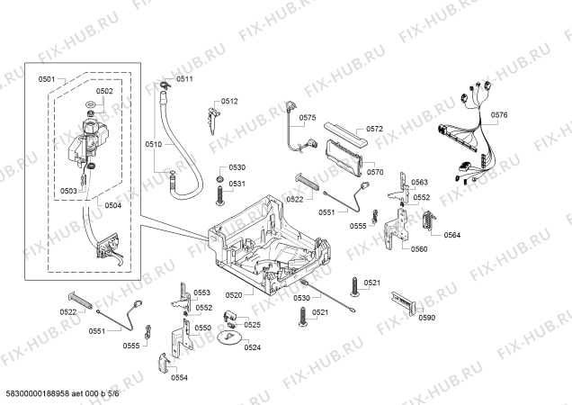 Взрыв-схема посудомоечной машины Siemens SR66M080EU, Made in Germany - Схема узла 05
