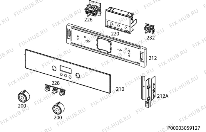 Взрыв-схема плиты (духовки) Ikea OV13 602-451-70 - Схема узла Command panel 037