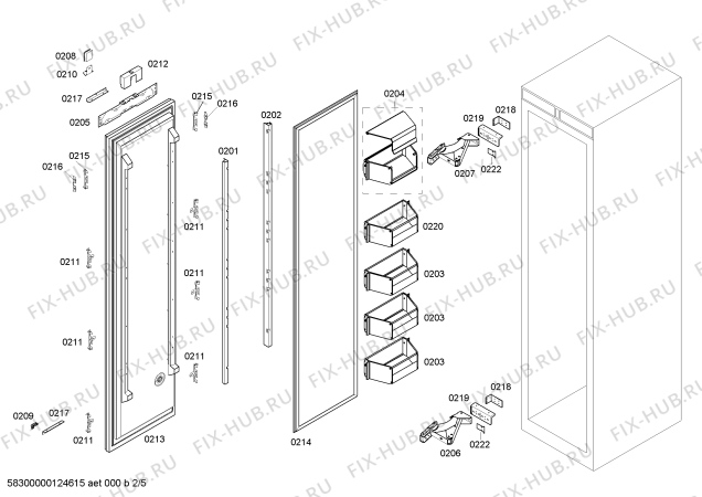 Схема №5 RF411200 с изображением Ремкомплект для холодильной камеры Bosch 00676071