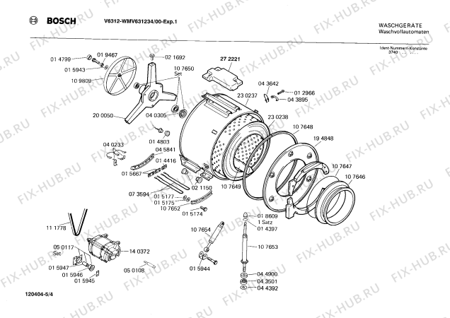 Взрыв-схема стиральной машины Bosch WMV631234 V6312 - Схема узла 04
