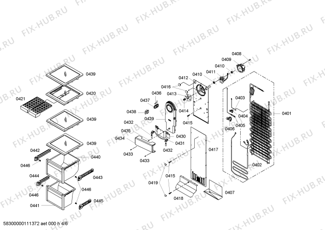 Взрыв-схема холодильника Bosch KAN56V10 - Схема узла 04