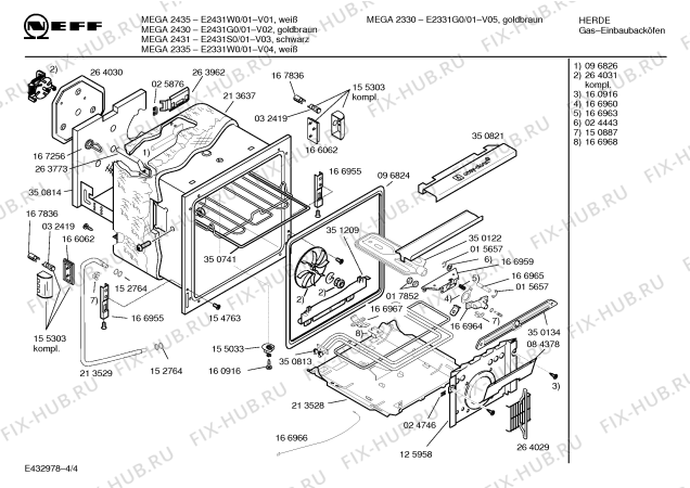 Схема №4 E2431W0RK с изображением Панель управления для плиты (духовки) Bosch 00350815