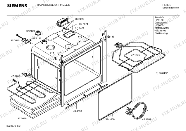 Схема №6 HB650510J с изображением Инструкция по эксплуатации для плиты (духовки) Siemens 00588197