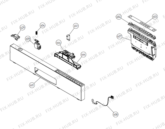 Взрыв-схема посудомоечной машины Gorenje DFUD041 US   -M-Grey FI 60 (900001202, DW20.3) - Схема узла 06