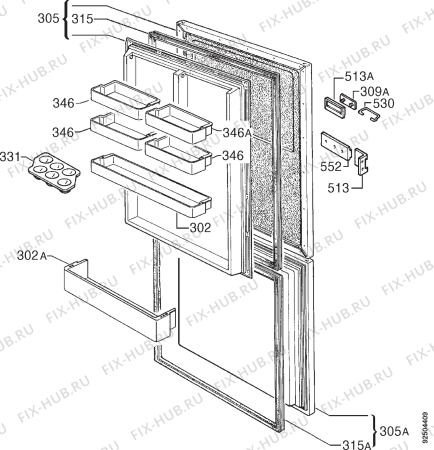 Взрыв-схема холодильника Rex RF320H - Схема узла Door 003