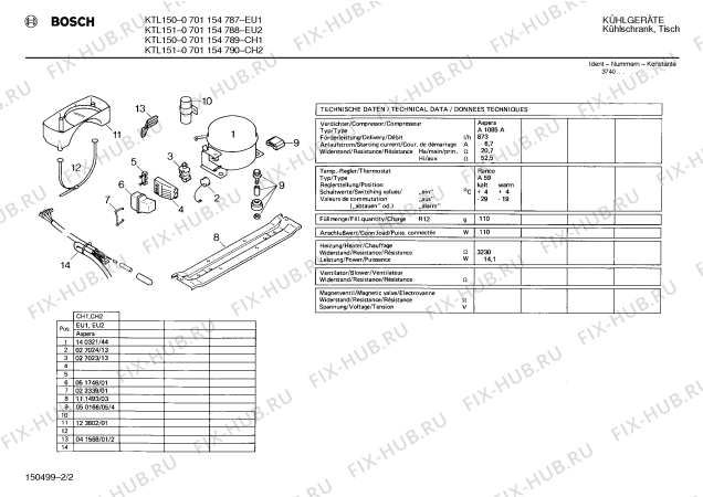 Схема №2 0701154789 KTL150 с изображением Стартовое реле для холодильника Bosch 00027023