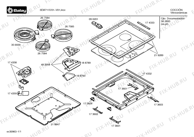 Схема №1 3EM711X TC easy marco inox 3R+1D с изображением Стеклокерамика для плиты (духовки) Bosch 00219289