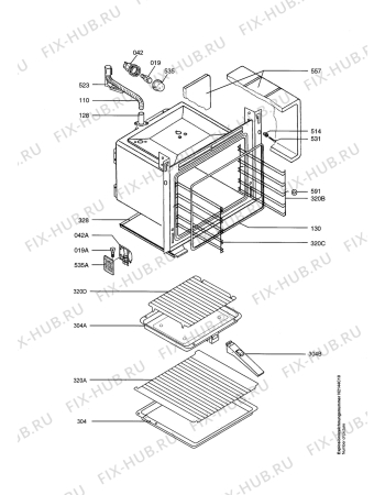 Взрыв-схема плиты (духовки) Aeg E2190-1-A - Схема узла Oven