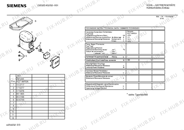 Взрыв-схема холодильника Siemens GS32E452 - Схема узла 03