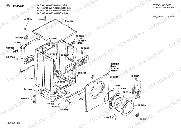 Взрыв-схема стиральной машины Bosch WFK4010SI WFK4010 - Схема узла 02