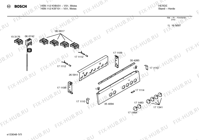 Схема №5 HSN112KNN с изображением Инструкция по эксплуатации для духового шкафа Bosch 00523254