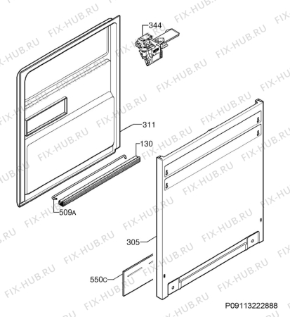Взрыв-схема посудомоечной машины Atag VA61211MT/A05 - Схема узла Door 003